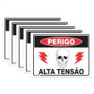 5 Placas Sinalização Perigo Alta Tensão Risco Choque 20x15cm