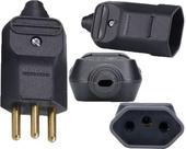 5 Plug Macho + 5 Tomada Femea 3 Pinos 20a Prensa Cabos Preto Margirius