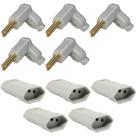5 Plug Macho 90 Graus + 5 Tomada Fêmea 3 Pinos 10a 2p+t Branco Margirius