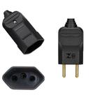 5 Plug Plugue Macho 2 Pinos 10a + 5 Tomada Fêmea 3 Pinos 20a Prensa Cabos Preto Margirius