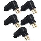 5 Plug Plugue Macho 3 Pinos 10a 90 Graus Prensa Cabos Preto Margirius