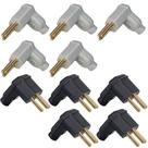 5 Plug Plugue Tomada Macho Preto + 5 Plug Macho Branco 3 Pinos 90 Graus