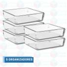 5 Porta Objeto Transparente Acrílico Modular Quadrado Grande