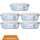 5 Pote 1520ml Vidro Forno Microondas Tampa Hermetica Forte