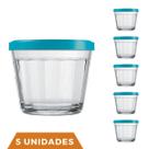 5 Pote Americano Vidro C/Tampa Cores Amlimento 150ml Nadir