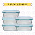 5 Pote Hermético Retangular Canelado 370ML Cor Sortida Marmita
