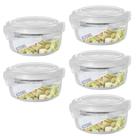 5 Potes 620ml Vidro Redondo Alimento Marmita Hermético