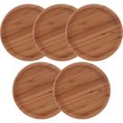 5 Pratos Redondos Bambu 20cm Bandejas Servir Decorar Multius