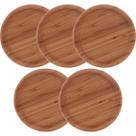 5 Pratos Redondos Bambu 20cm Bandejas Servir Decorar Multiuso Round Lyor
