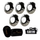 5 Refletor LED INOX RGB 9W + Módulo RGB + Fonte 5A 60W