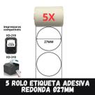 5 Rolo Etiqueta Térmica Adesivas 27x27 Redonda Xd-210 Xd-310