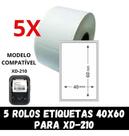 5 Rolos De Etiqueta Térmica Para Impressora Xd210 - 40x60