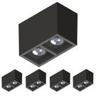 5 Spot Sobrepor Save Energy Boxit Duplo Ar70 Gu10 Preto