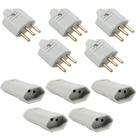 5 Tomada Fêmea + 5 Plug Macho 10a 3 Pinos Branco Margirius
