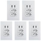 5 Tomadas Dupla Com Usb A 2.1 Bivolt Casa Completa 4x2