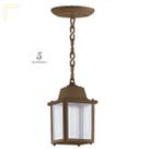 5 Un Luminaria Pendente Externo Colonial Plastico Marrom Alz15