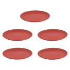 5 UN Prato Lanche Sobremesa Redondo Durável 20cm vermelho