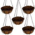 5 Vasos de Fibra de Coco 30cm Plantas Suspenso com Corrente