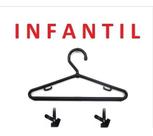 50 Cabides Infantil Plástico Preto + 25 Presilhas Pretas