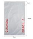 50 Envelope Branco Plástico Envios Correios Lacre De Segurança 19x25 - Cuidado Frágil