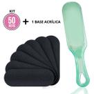 50 Lixas P/ Pés Refil Descartável + 1 Base Suporte Acrílico