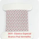 50 metros Elástico Lurex Especial 7mm Poá Branco Vermelho 3691 050 encadernação