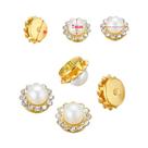 50 Peças De Contas De Strass Florais Douradas Com Pérolas, Com Base De Garra, Para Broches, Botões,