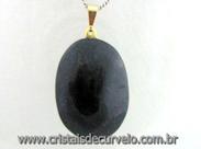 50 Pingentes Cabochão de Quartzo Preto Natural com Pino Dourado - Atacado