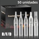 50 Pontas de Agulha para Tatuagem Descartáveis e Esterilizadas - Tubo de Plástico Transparente