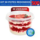 50 Pote Redondo 500ml Bolo Pote Doces Salgado c/ Tampa Lacre