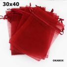 50 Saquinhos De Organza 30X40 vermelho com fita cetim