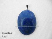 500 Pingentes Cabochão de Quartzo Azul Natural com Pino em Banho de Prata