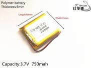 503540 2 Fios 750mah 3,7v 5mm X 35mm X 40mm Bateria - 503540 2 Fios 750mah 3,7v 5mm X 35mm X 40mm Bateria -