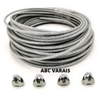 50mts Cabo De Aço Revestido Pvc Cristal 3mm Varal + 4 Clips