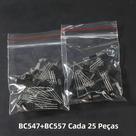 50pcs Transistores BC547 BC557 Cada 25pcs BC547B BC557B NPN PNP Triodo Transistor Kit Eletrônico DIY