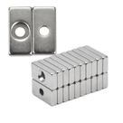 5pcs. Imã De Neodimio Retangular 20x10x4mm Com Furo - N35