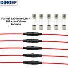 5PCS Suporte Para Fusível De Vidro 5X20MM Com Cabo De Fio 22AWG Tipo Parafuso Conjunto De Tubos De