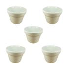 5un MINI VASO DE PORCELANA REDONDO P/ PLANTA BRANCO ENFEITE