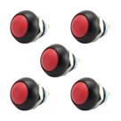 5x Chave Push Button 2 Terminais 12mm Ds-12b - Vermelho