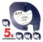 5x Fitas 12267 Compativel Para Rotulador Dymo 12mm Incolor C Letra Preta / Fita Transparente