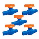 5x Registro Esfera União Dentada 3/4 Azul Para Emenda Mangueira