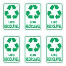 6 Adesivos Lixo Reciclável P/ Lixeiras - 20x12cm - Coleta