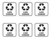 6 Adesivos P/ Lixeiras - Lixo Comum 12x12 - Fundo Branco