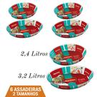 6 Assadeiras de vidro Oval Marinex 2 tamanhos 2,4 + 3,2