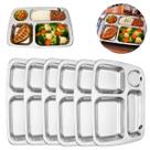 6 Bandejas Inox Servir Refeição 4 Divisórias Restaurante 29cm