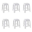 6 Banquetas Banco Plástico Resistente Branco Empilhável 46CM