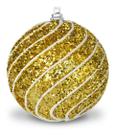 6 Bolas De Natal Luxo 8cm - Ouro Glitter Ondas Brancas