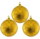 6 Bolas Enfeite Natalino Árvore Natal Glitter Dourada 4,8cm