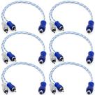 6 Cabo Y RCA Blindado 1 Femea 2 Macho Injetado Azul 4mm