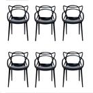 6 Cadeiras Allegra Plastico Resistente Empilhavel Area Externa Pret